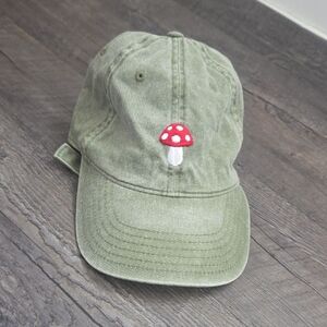 (DAD CAP) Green Cap with Mushroom Embroidery
